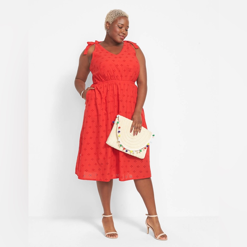 Lane Bryant | Eyelet Lace Midi Dress With Knot-Straps